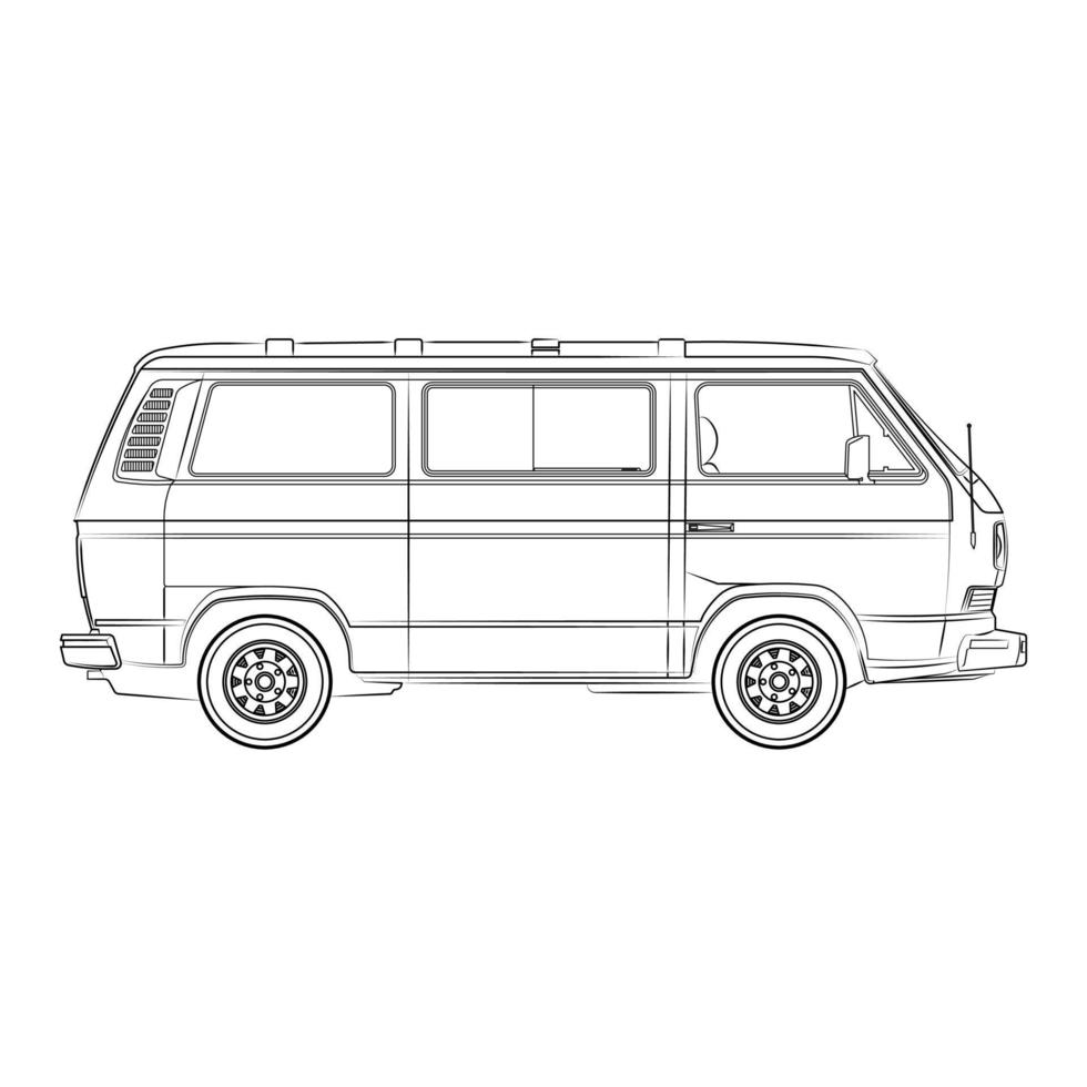 line art drawing for car. Outline vector doodle illustration. Vector eps10.