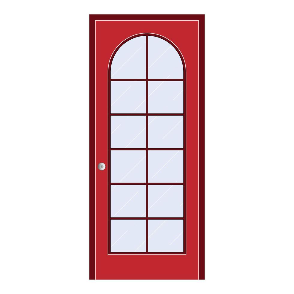 red paneled door with glass. Vector eps10.