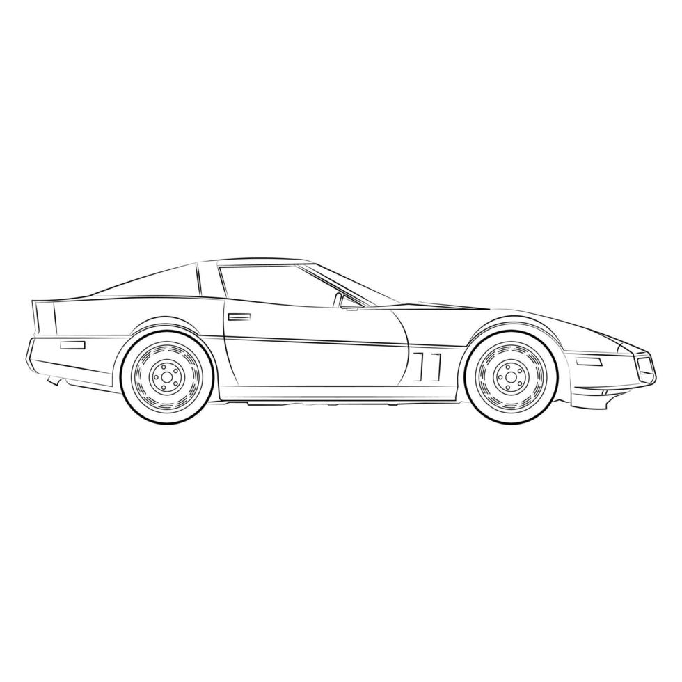 line art drawing for car. Outline vector doodle illustration. Vector eps10.