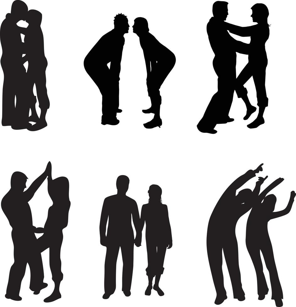 Vector illustration silhouette couple adult pose isolated on white background