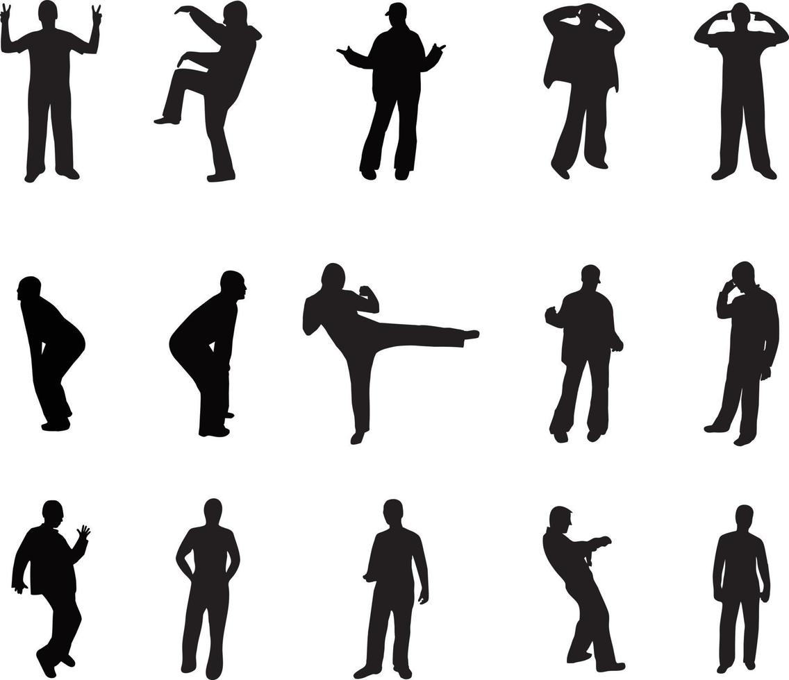 Vector illustration silhouette men adult pose isolated on white background