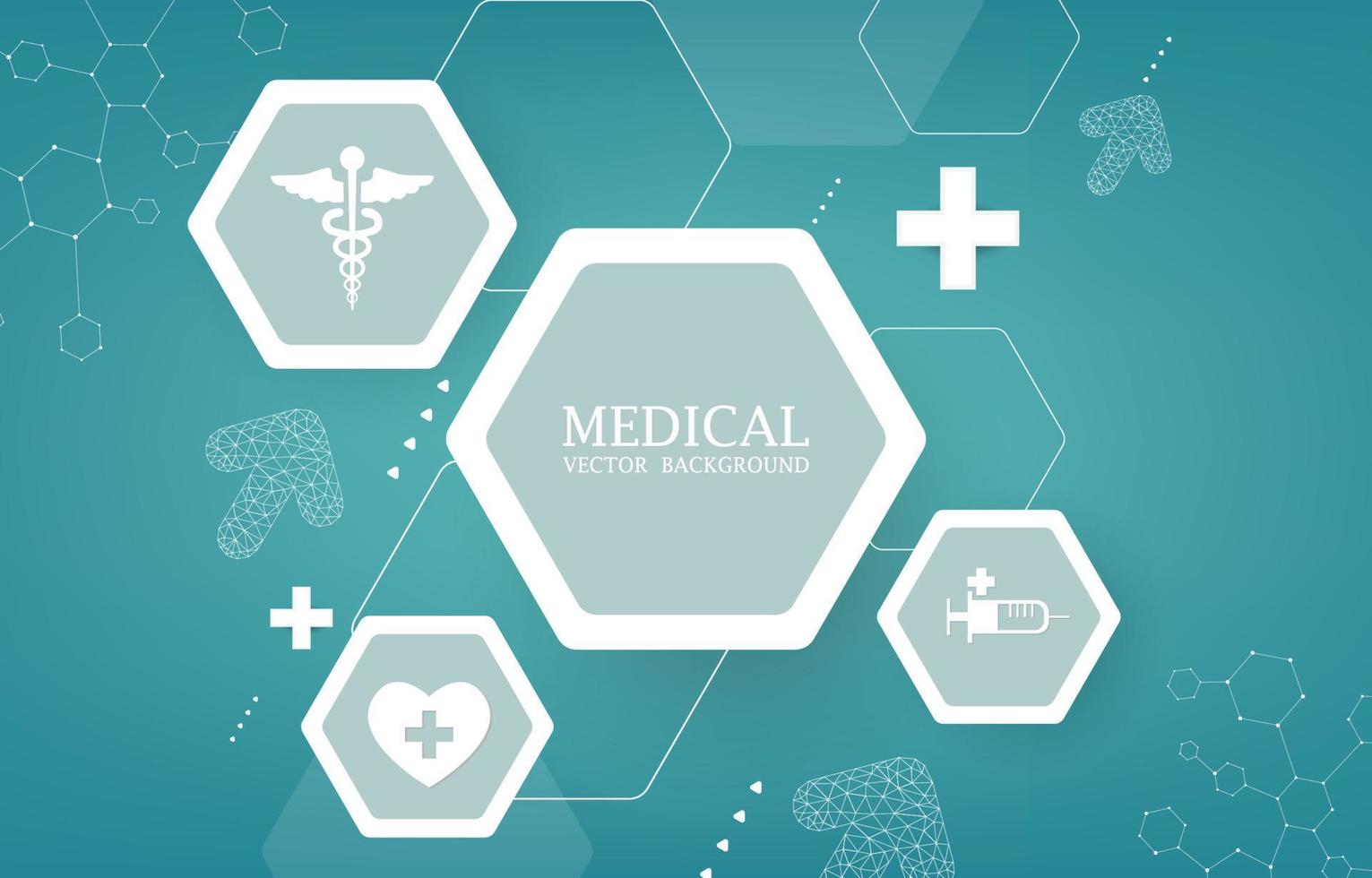 tecnología médica vector background.geometric hexagon shape.futuristic medical wallpaper