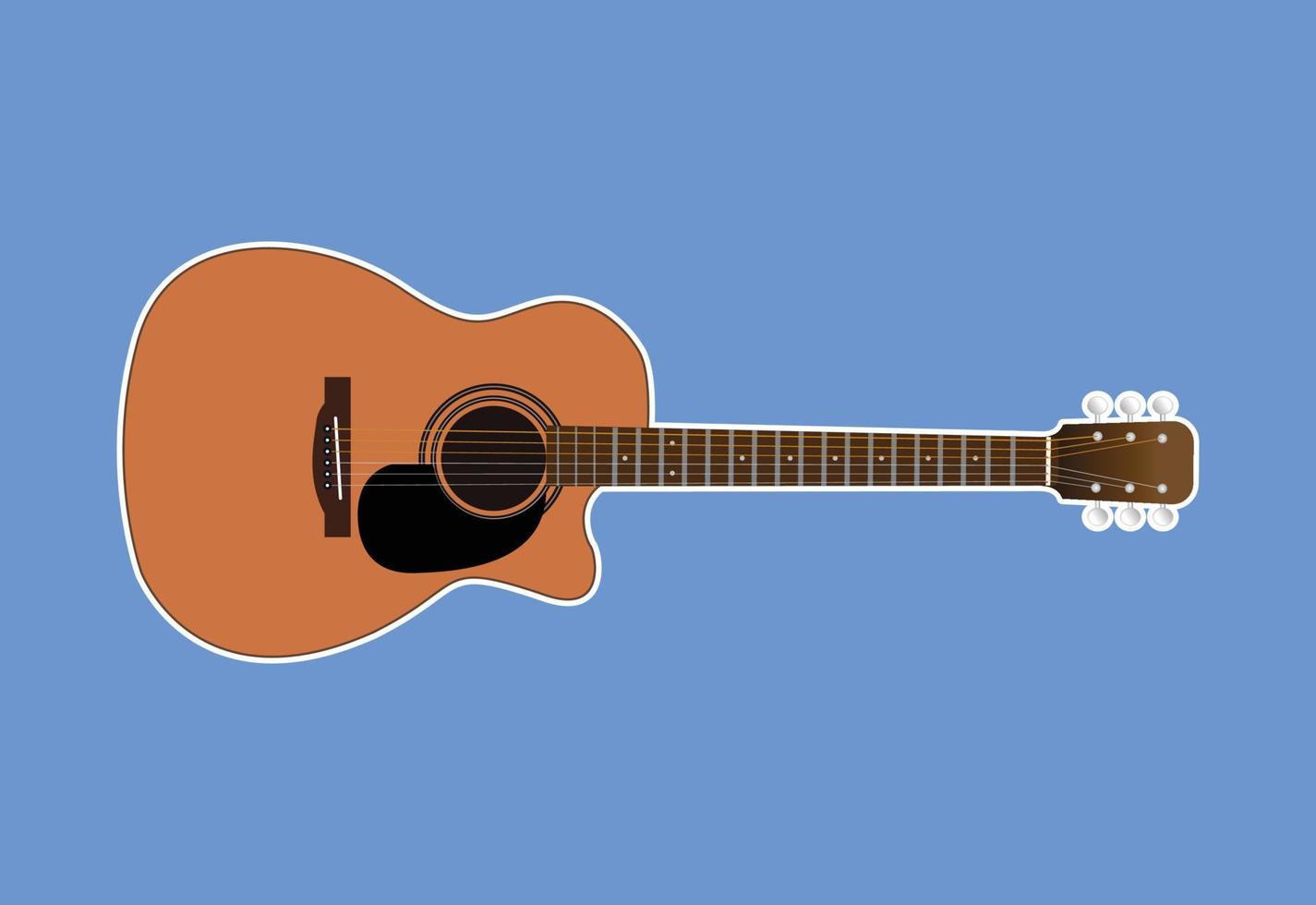 guitarra acústica, aislada en fondo blanco, utilizada para tocar música y notas, ilustración vectorial. vector