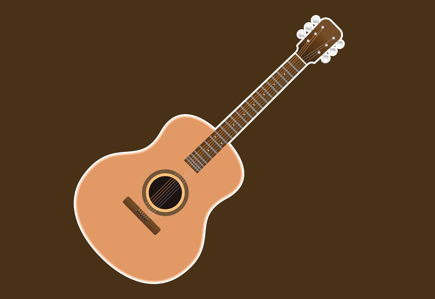 guitarra acústica, aislada en fondo blanco, utilizada para tocar música y notas, ilustración vectorial. vector