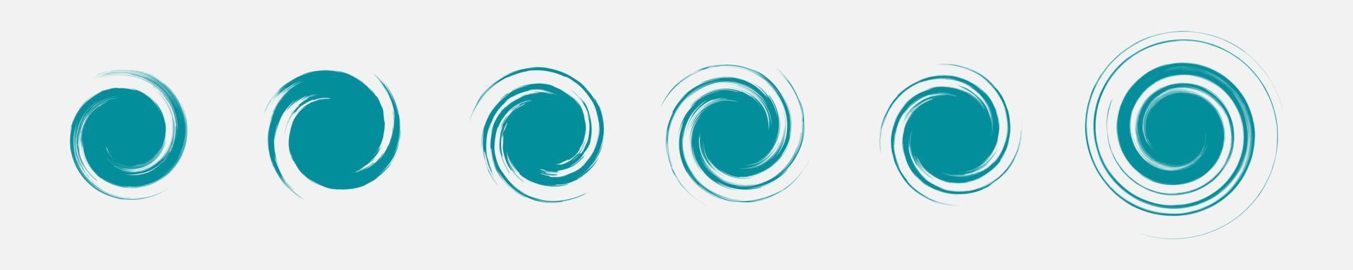 A set of round swirling elements. Grunge circles for design. Isolated objects. vector