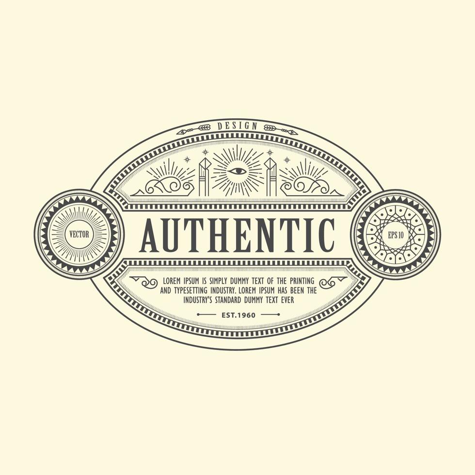 Art Deco antique frame vintage border western label hand drawn engraving retro vector illustration