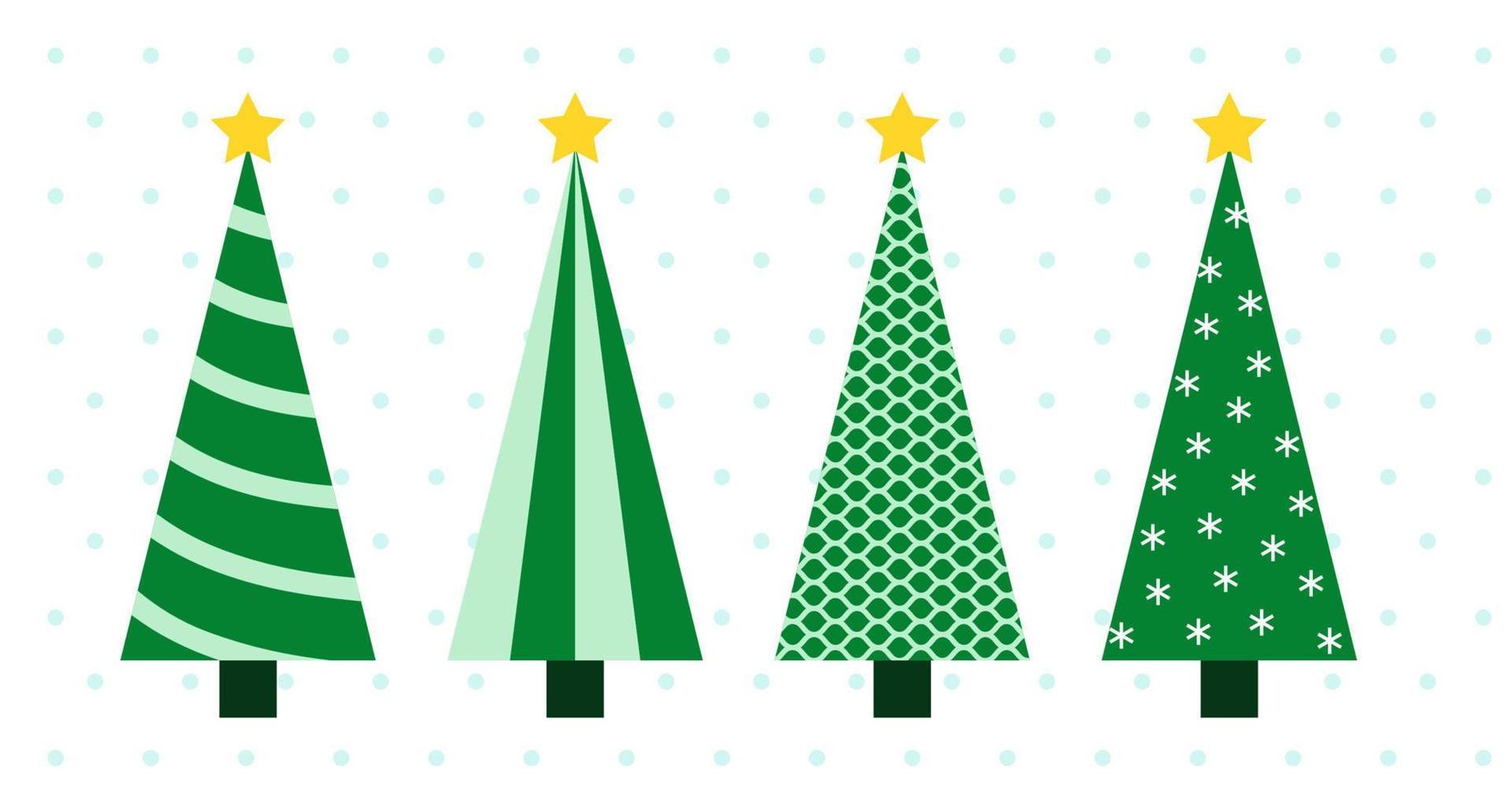 Vector Christmas tree collection. Isolated geometric decorated tree on white