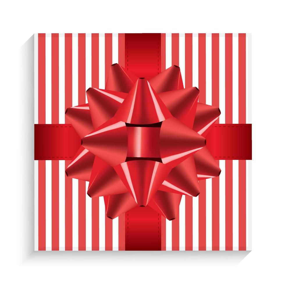 Gift Box with Red Bow and Ribbon. vector