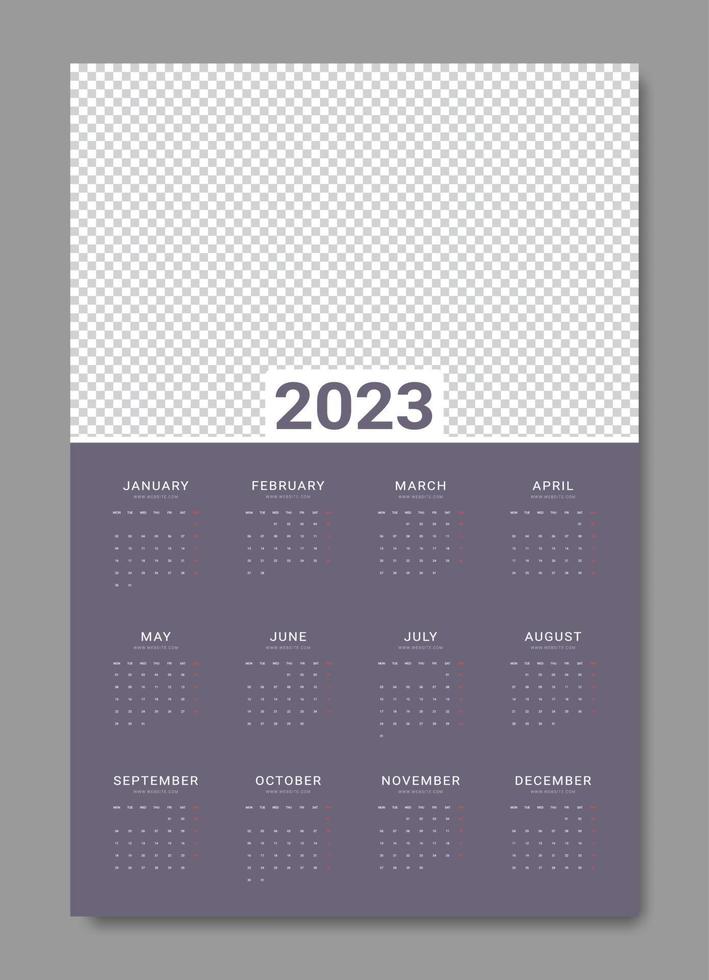 Wall Calendar 2023 Flat Design Template vector