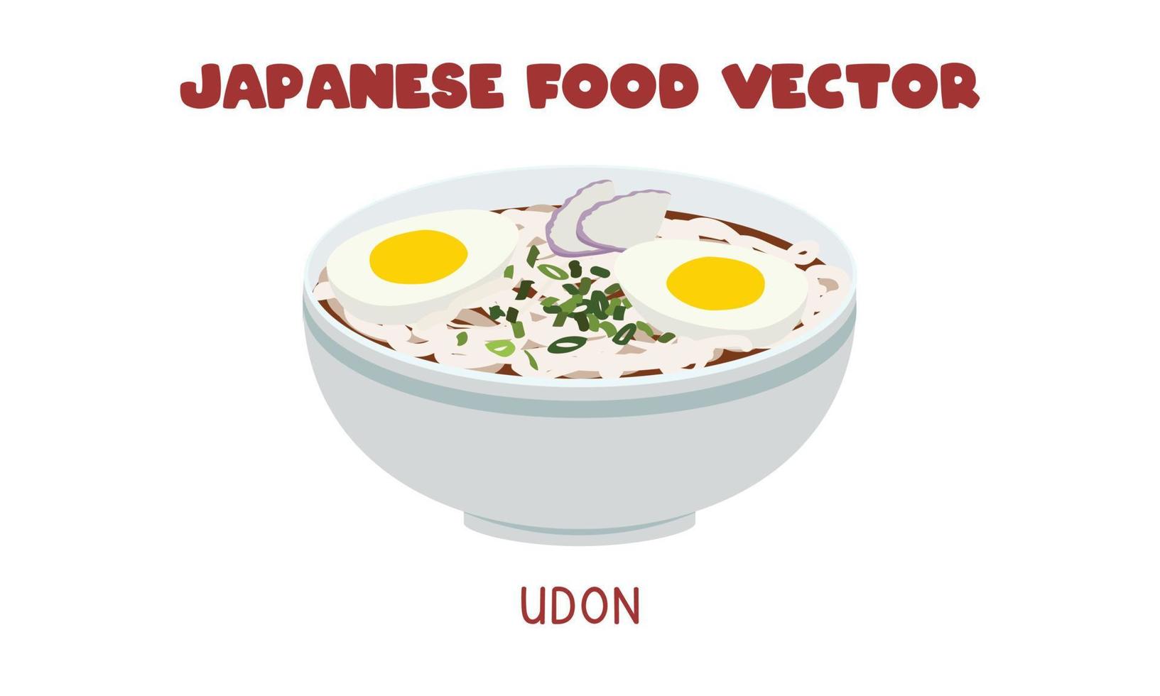 Japanese Udon noodle soup flat vector clipart cartoon. Asian food. Japanese cuisine. Japanese food