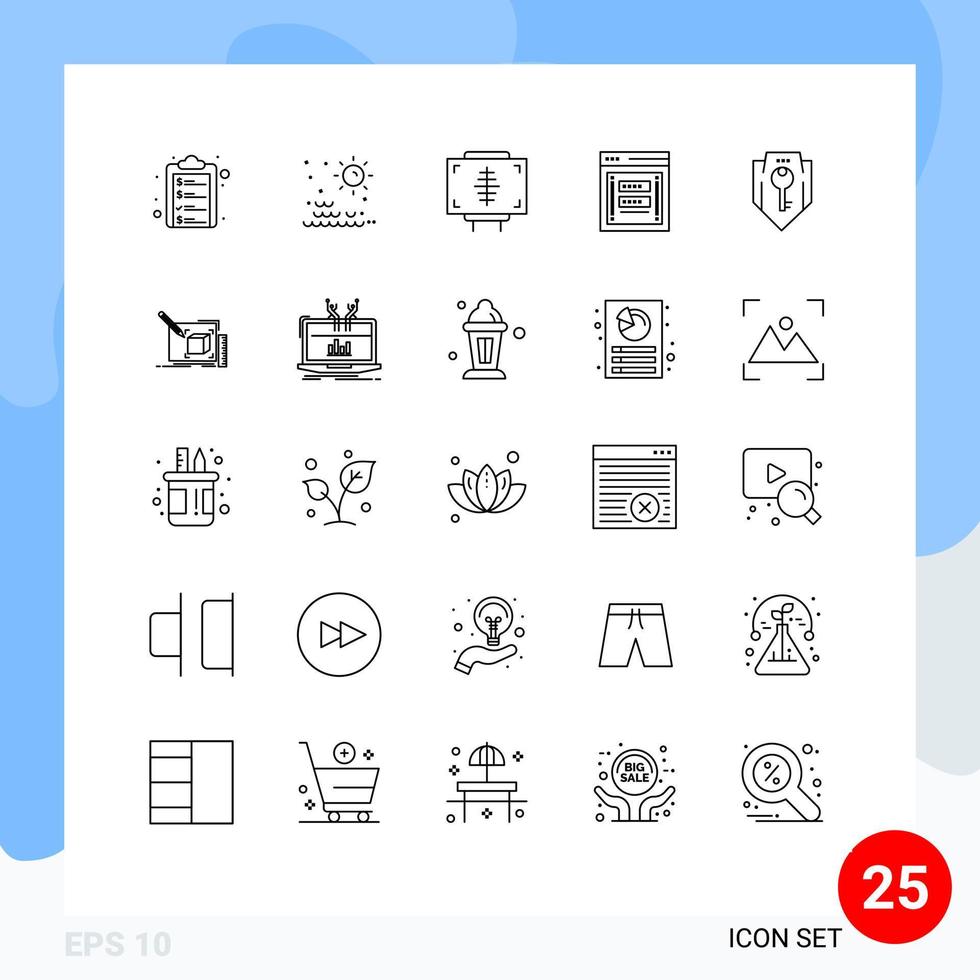 Line Pack of 25 Universal Symbols of phishing login disease link medicine Editable Vector Design Elements