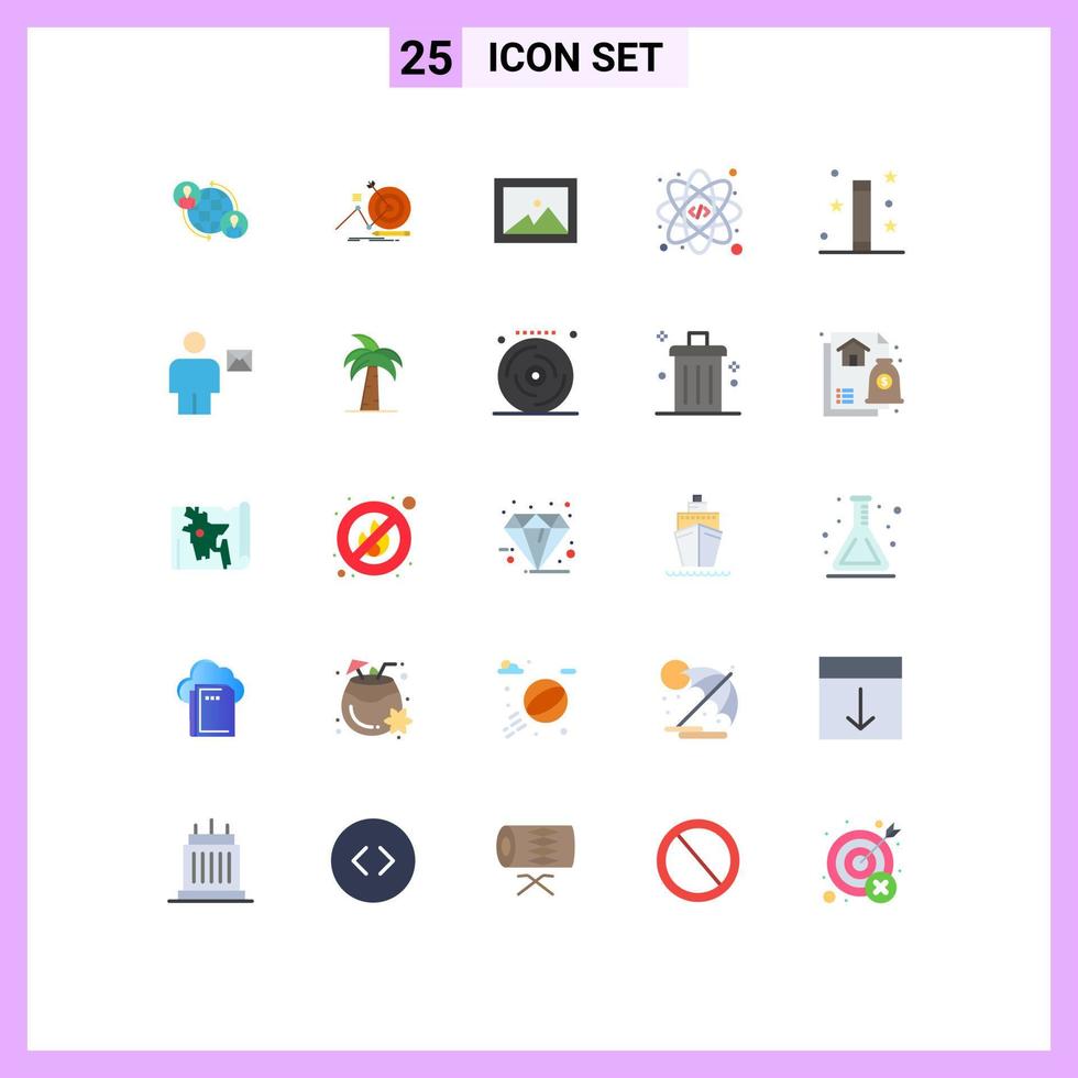 Modern Set of 25 Flat Colors Pictograph of magic wand halloween focus coding web Editable Vector Design Elements