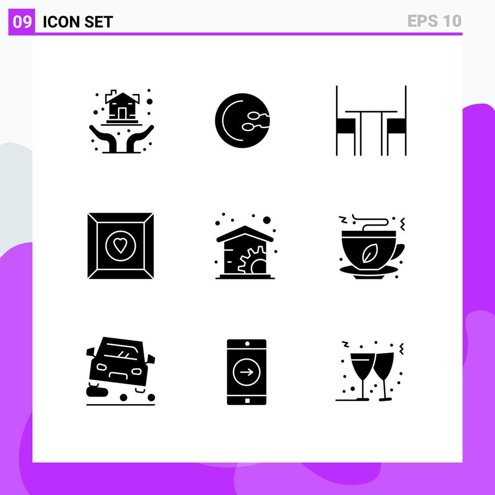 Set of 9 Modern UI Icons Symbols Signs for home product chair favorite table Editable Vector Design Elements