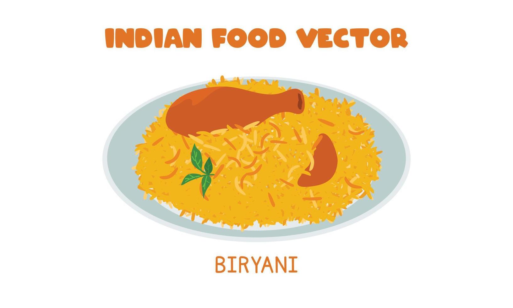 biryani indio - pollo indio biryani arroz mixto ilustración de diseño de vector plano, estilo de dibujos animados de clipart. comida asiática. cocina india. comida india