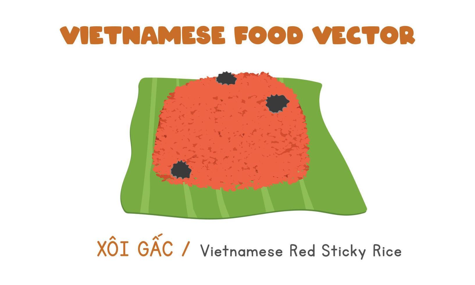 Vietnamese Red Sticky Rice flat vector design. Xoi Gac clipart cartoon style. Asian food. Vietnamese food, Vietnamese cuisine. Gac sticky rice, Lunar New Year traditional food