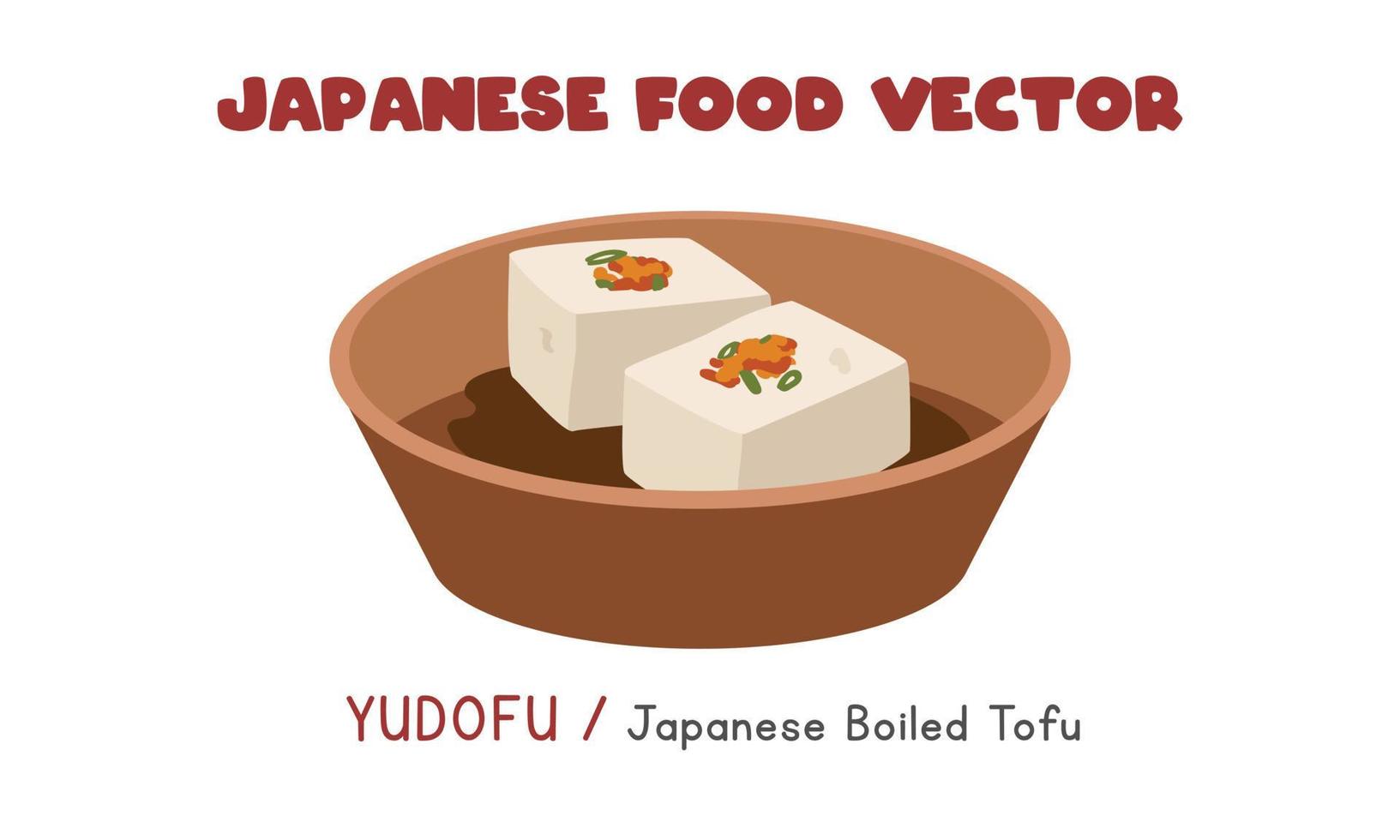 Japanese Yudofu - Japanese Boiled Tofu flat vector design illustration, clipart cartoon style. Asian food. Japanese cuisine. Japanese food