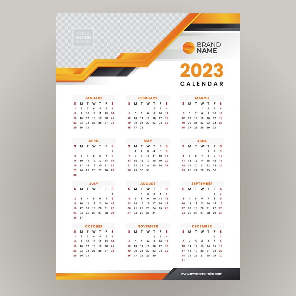 2023 Corporate Calendar Template vector