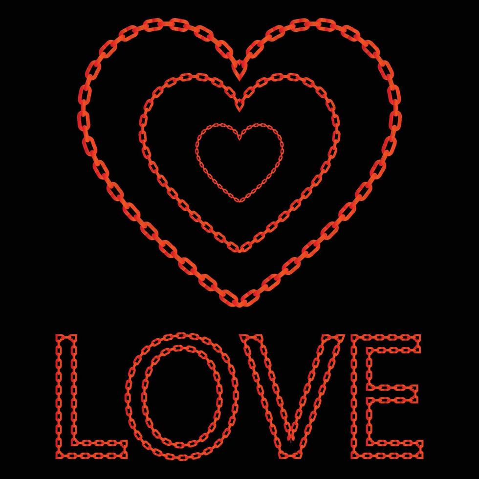 Love shape with chain, Love around chain, Love wrap with chain vector, Heart with chain vector