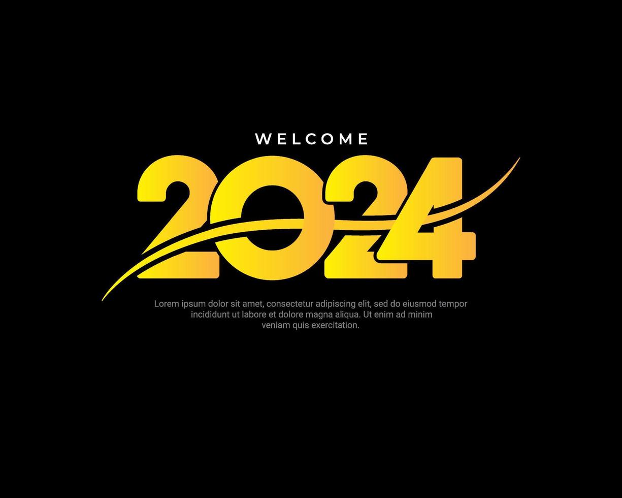 diseño de celebración de año nuevo 2024 con vector de forma ondulada