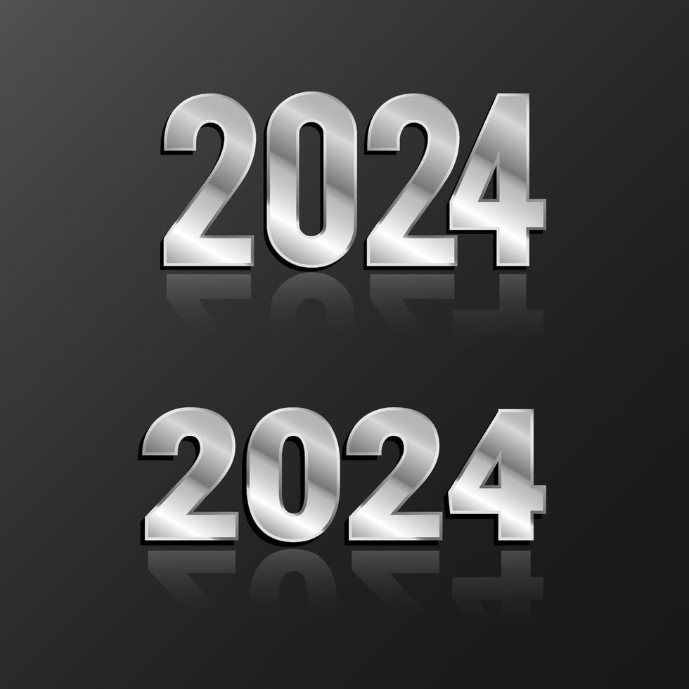 Modern Happy New Year 2024 with metal and steel design style. Twenty Twenty four vector design