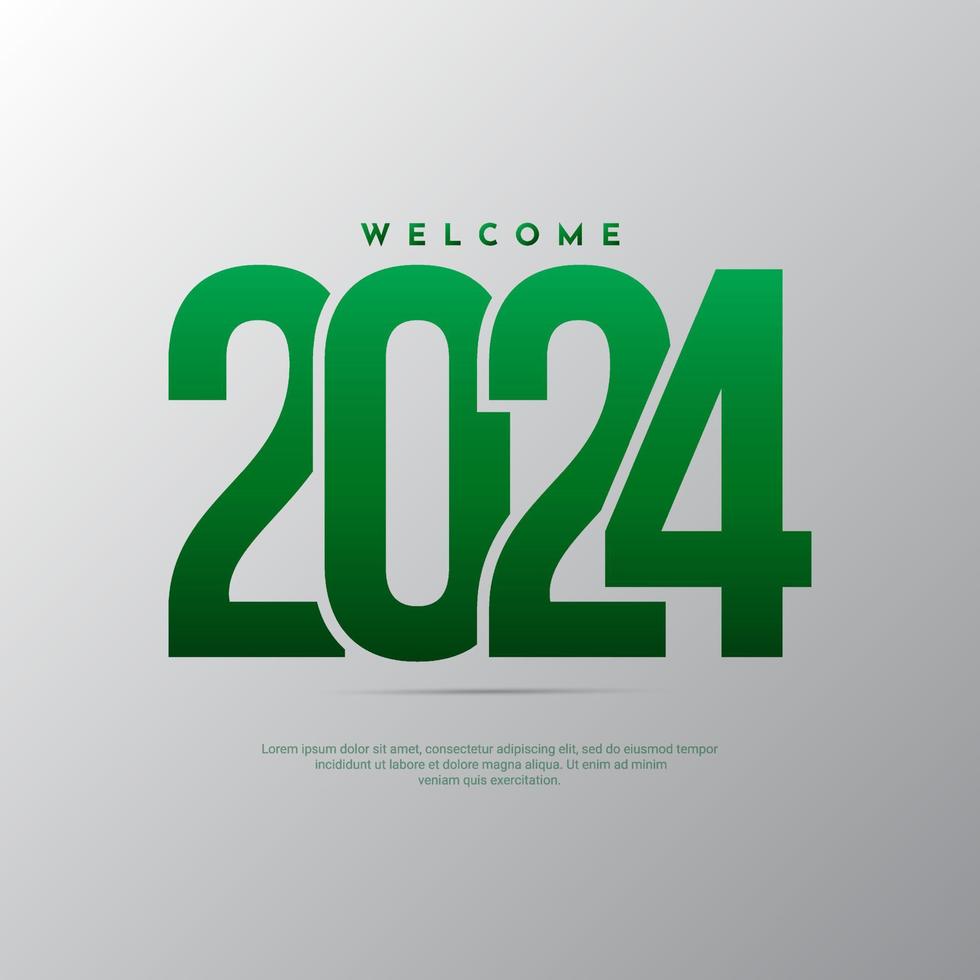 Green Gradient New Year 2024 design background with sparkling glow effect. vector