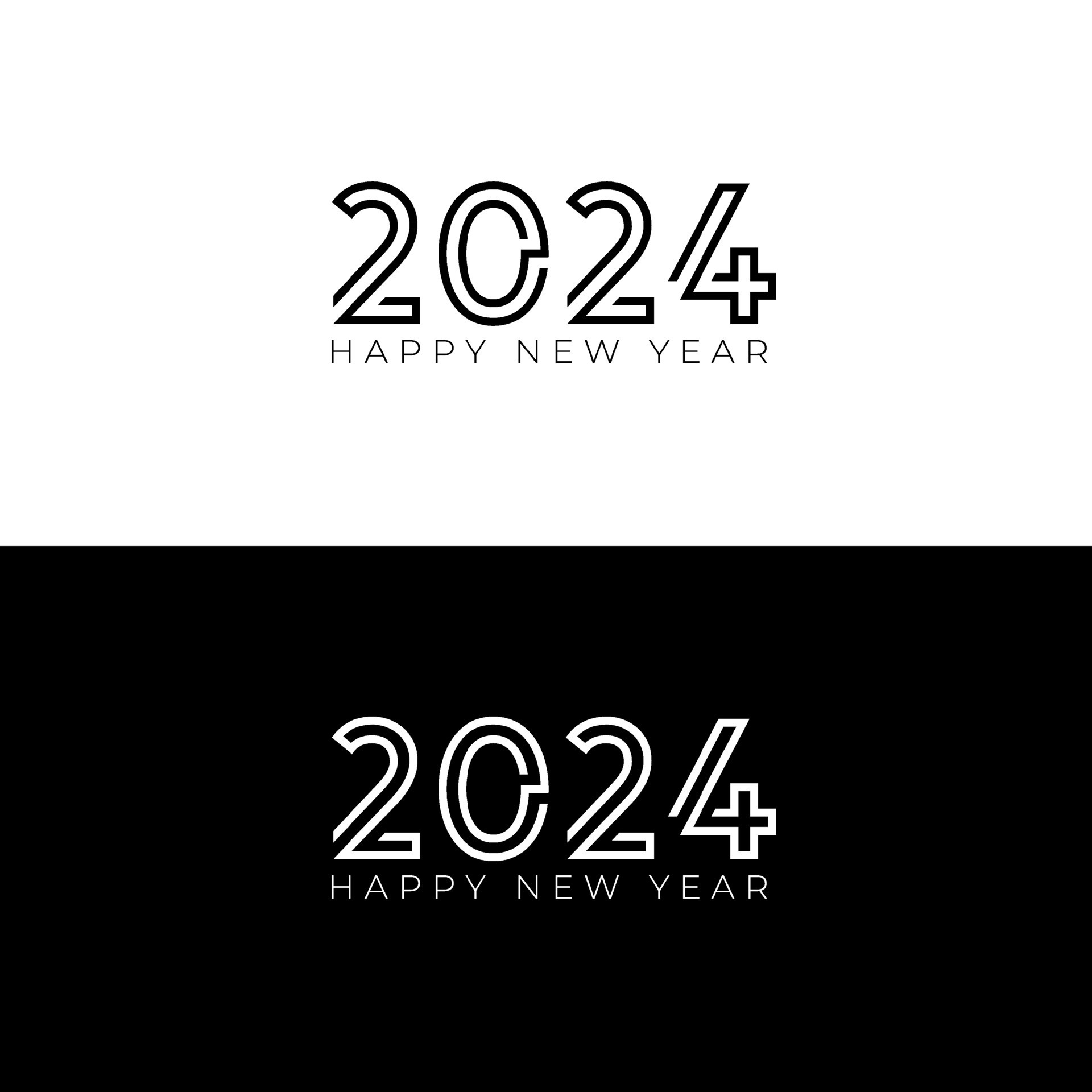 Modern Happy New Year 2024. Twenty Twenty four vector design. Happy New