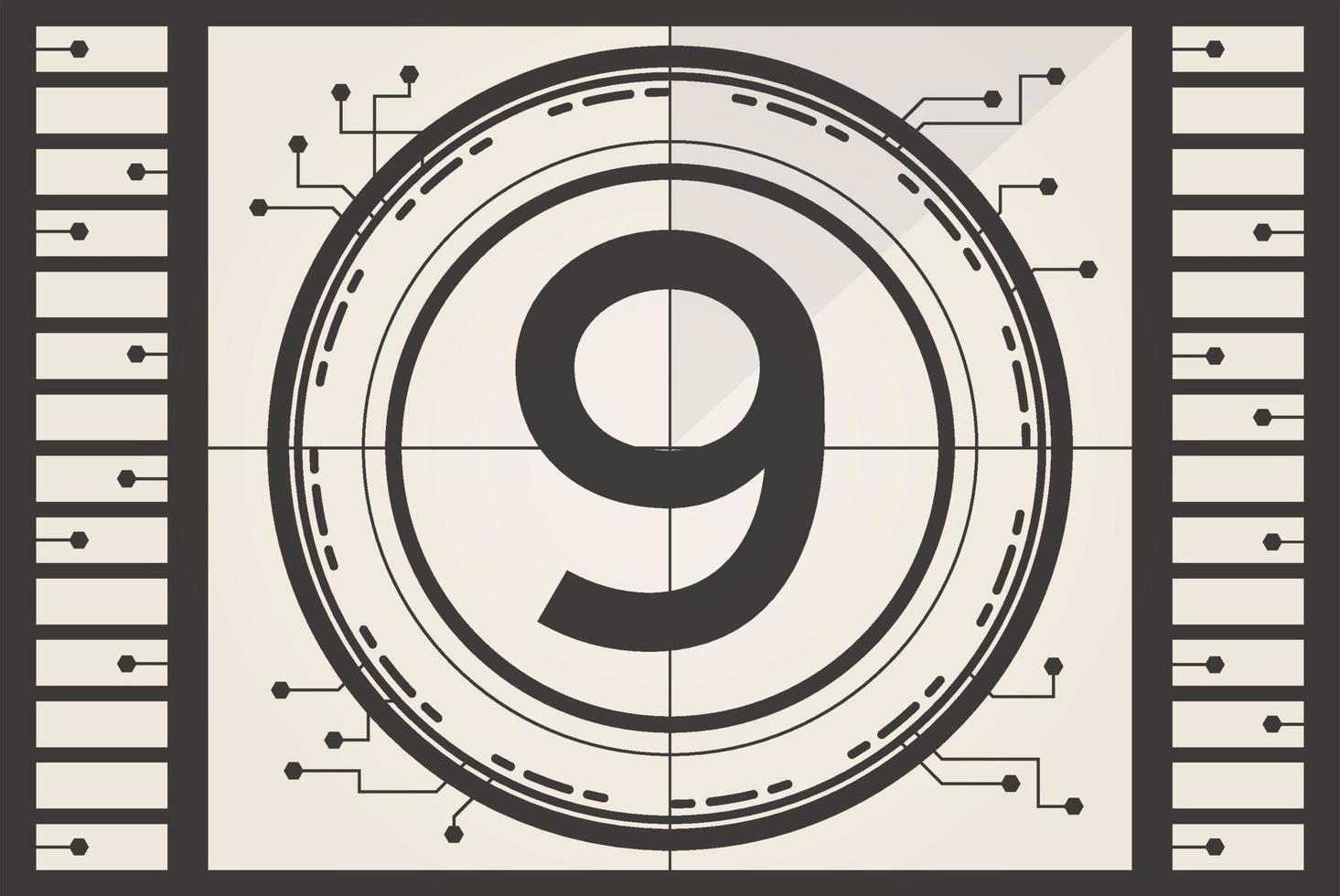 Old Film Movie Countdown Frame. vector