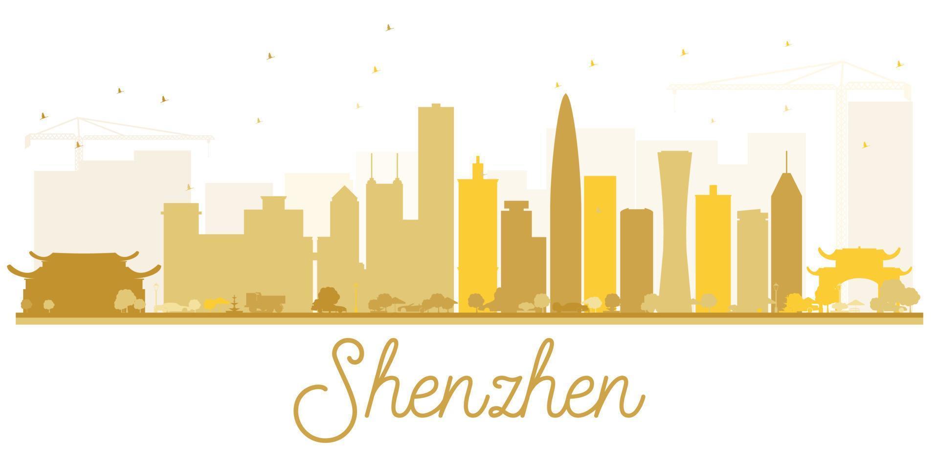 silueta dorada del horizonte de la ciudad de shenzhen. vector