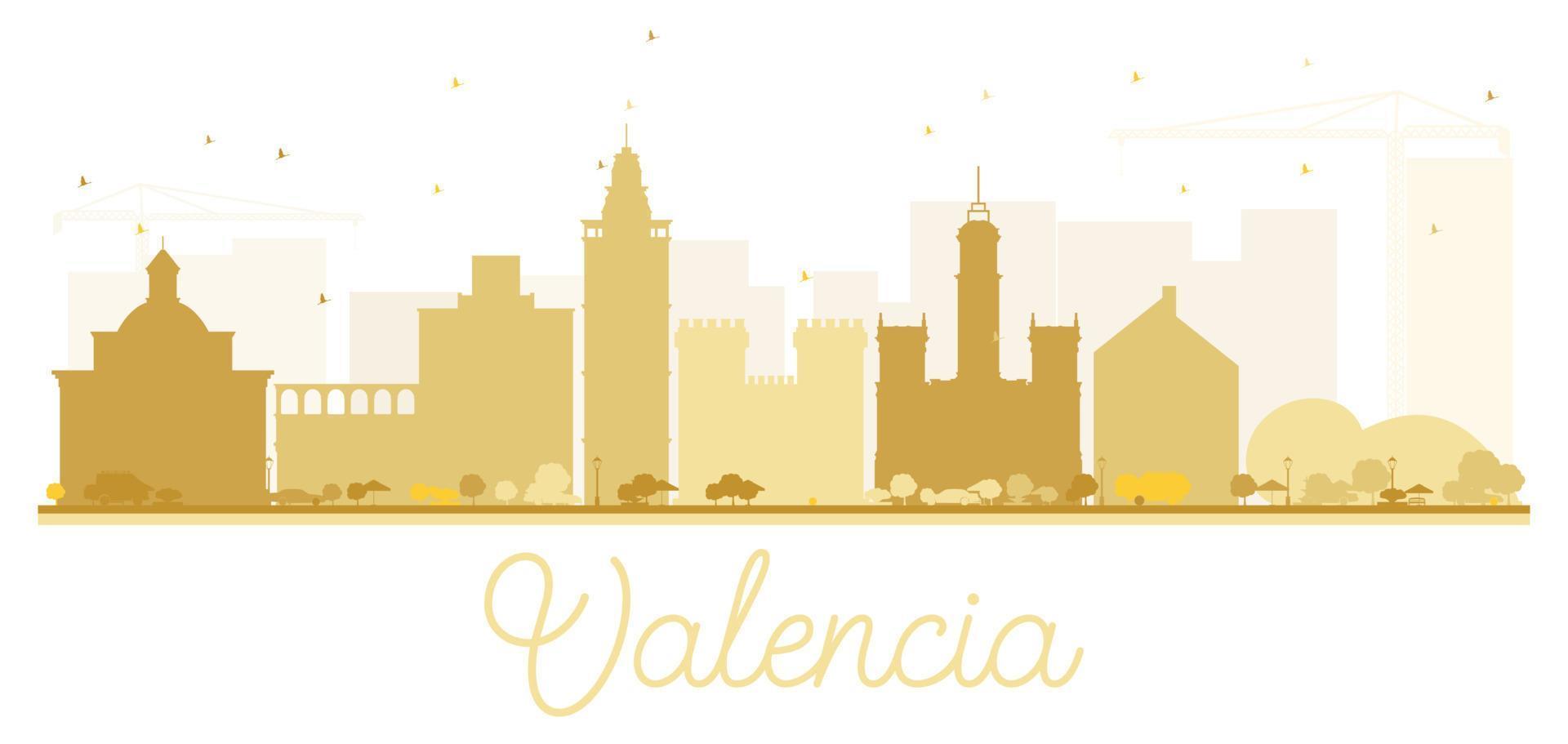 Valencia City skyline golden silhouette. vector