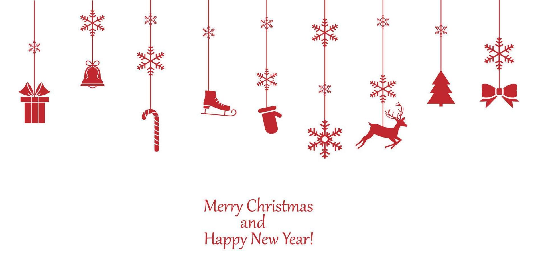 Merry Christmas. Christmas elements hanging isolated background. vector