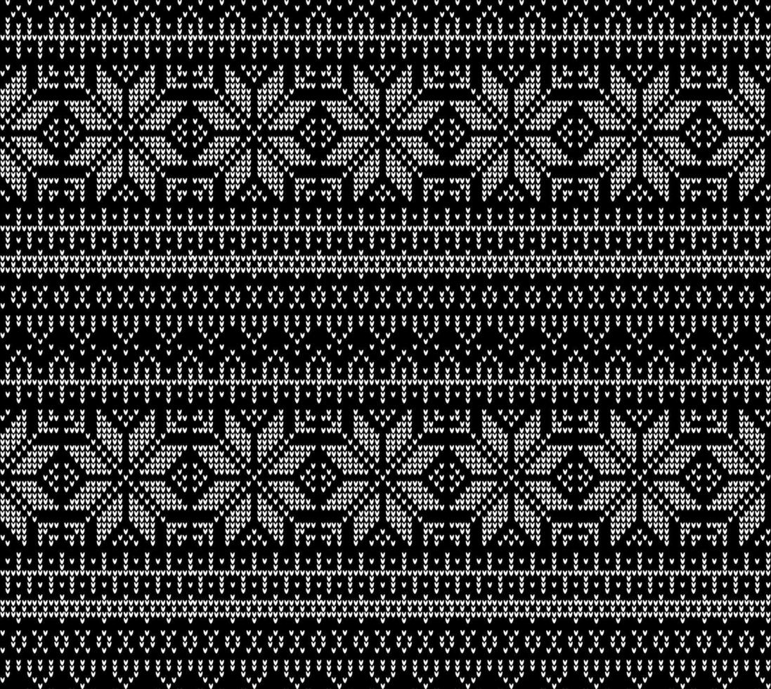 Knitted Christmas and New Year pattern. Wool Knitting Sweater Design. Wallpaper wrapping paper textile print. vector