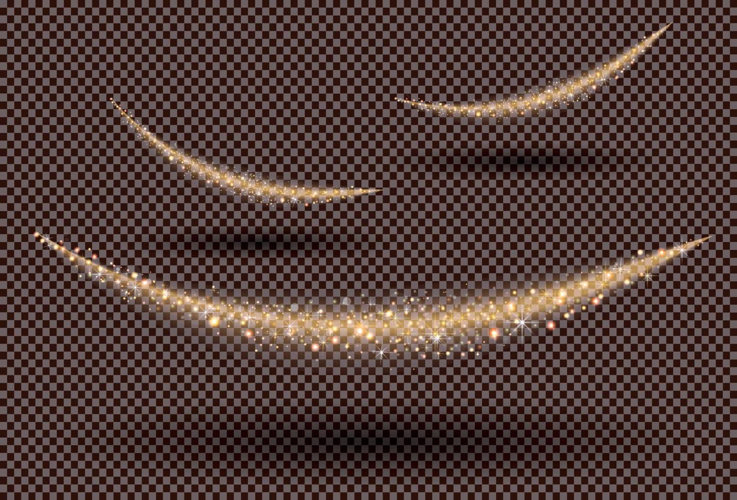 Gold Glitter Trail on Transparent Background. vector