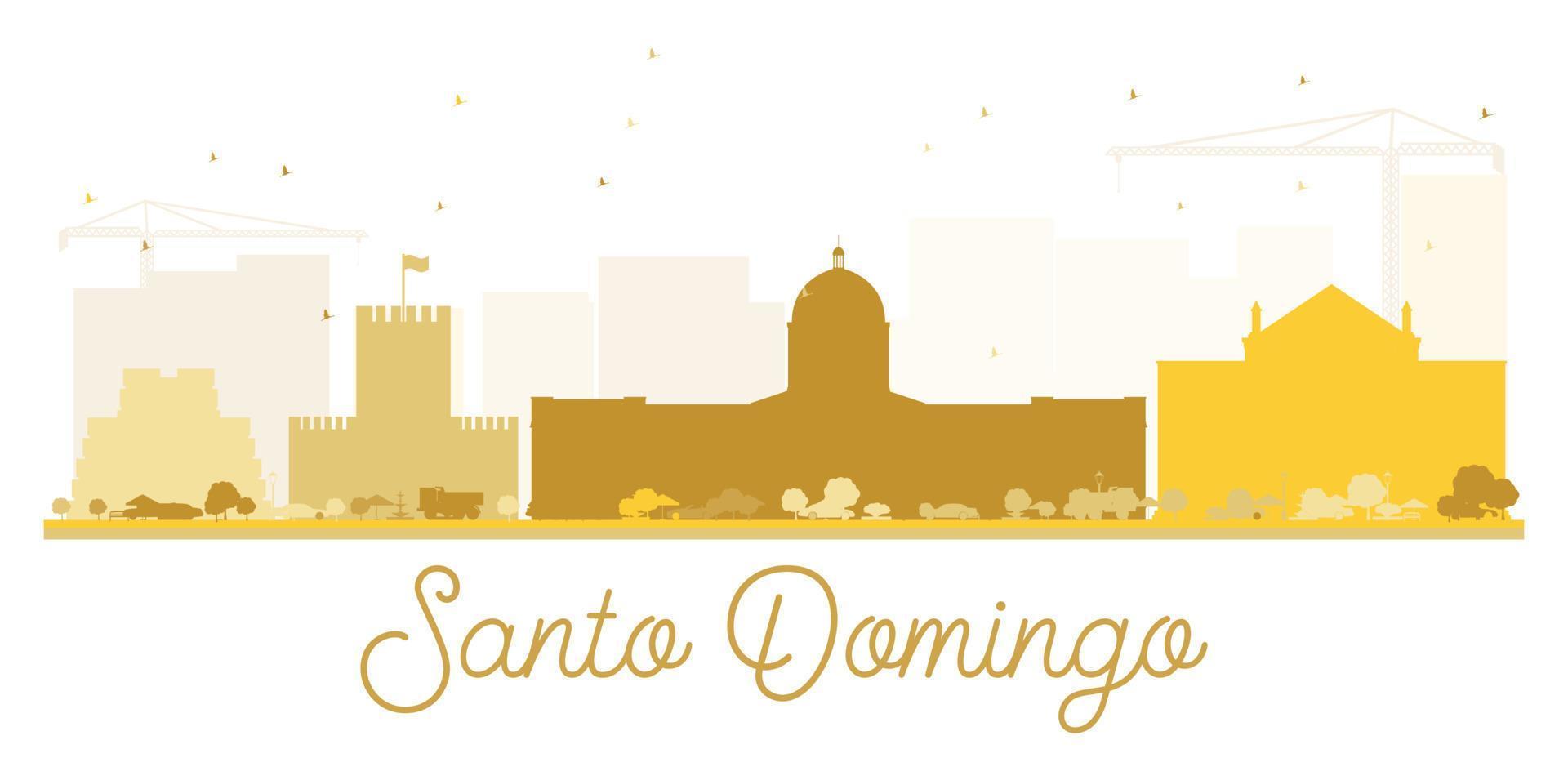 silueta dorada del horizonte de la ciudad de santo domingo. vector