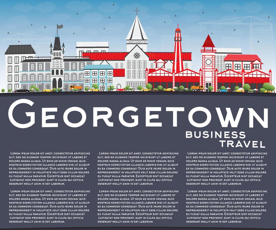 Georgetown Skyline with Gray Buildings, Blue Sky and Copy Space. vector