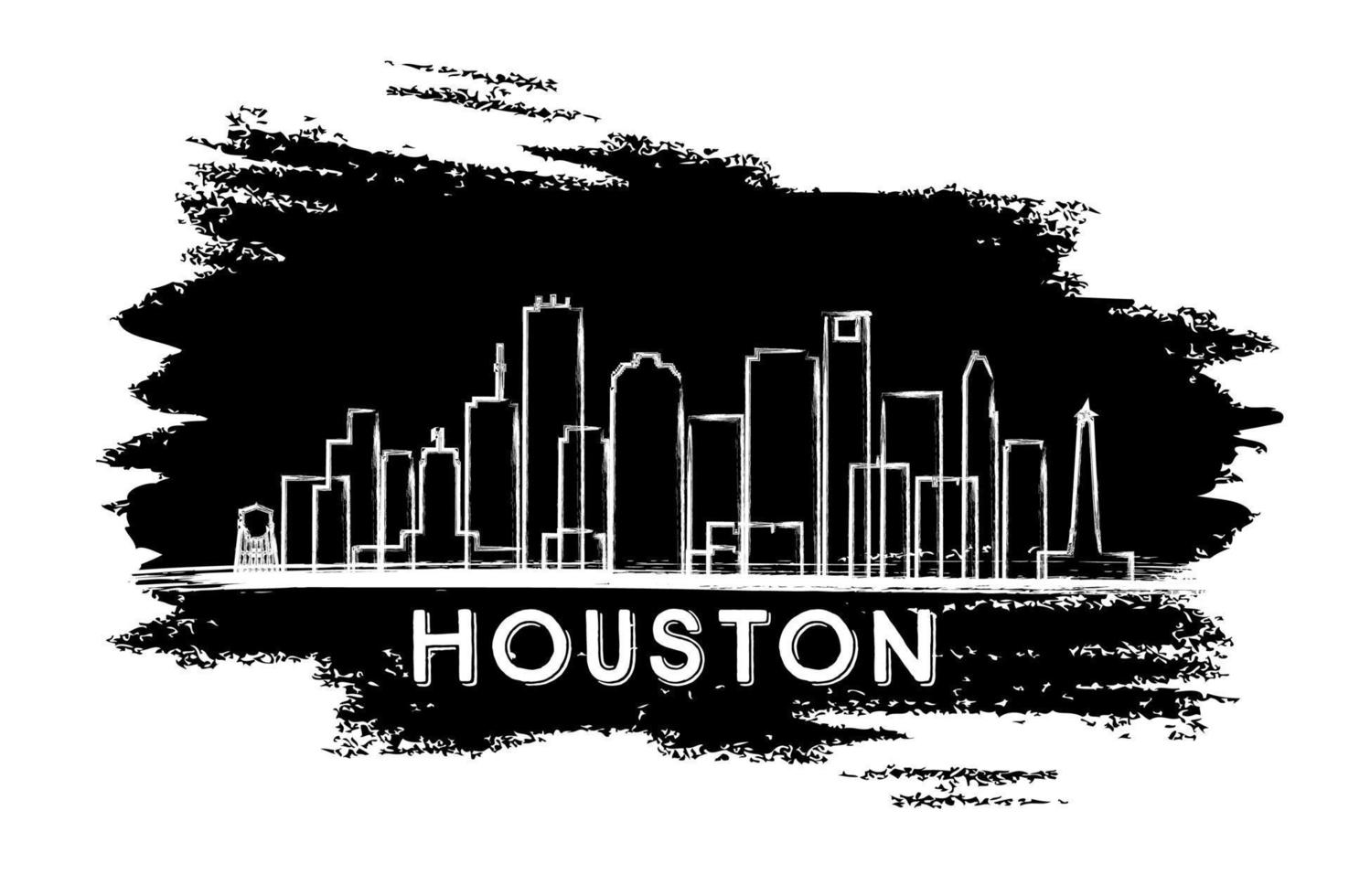 Houston Skyline Silhouette. Hand Drawn Sketch. vector
