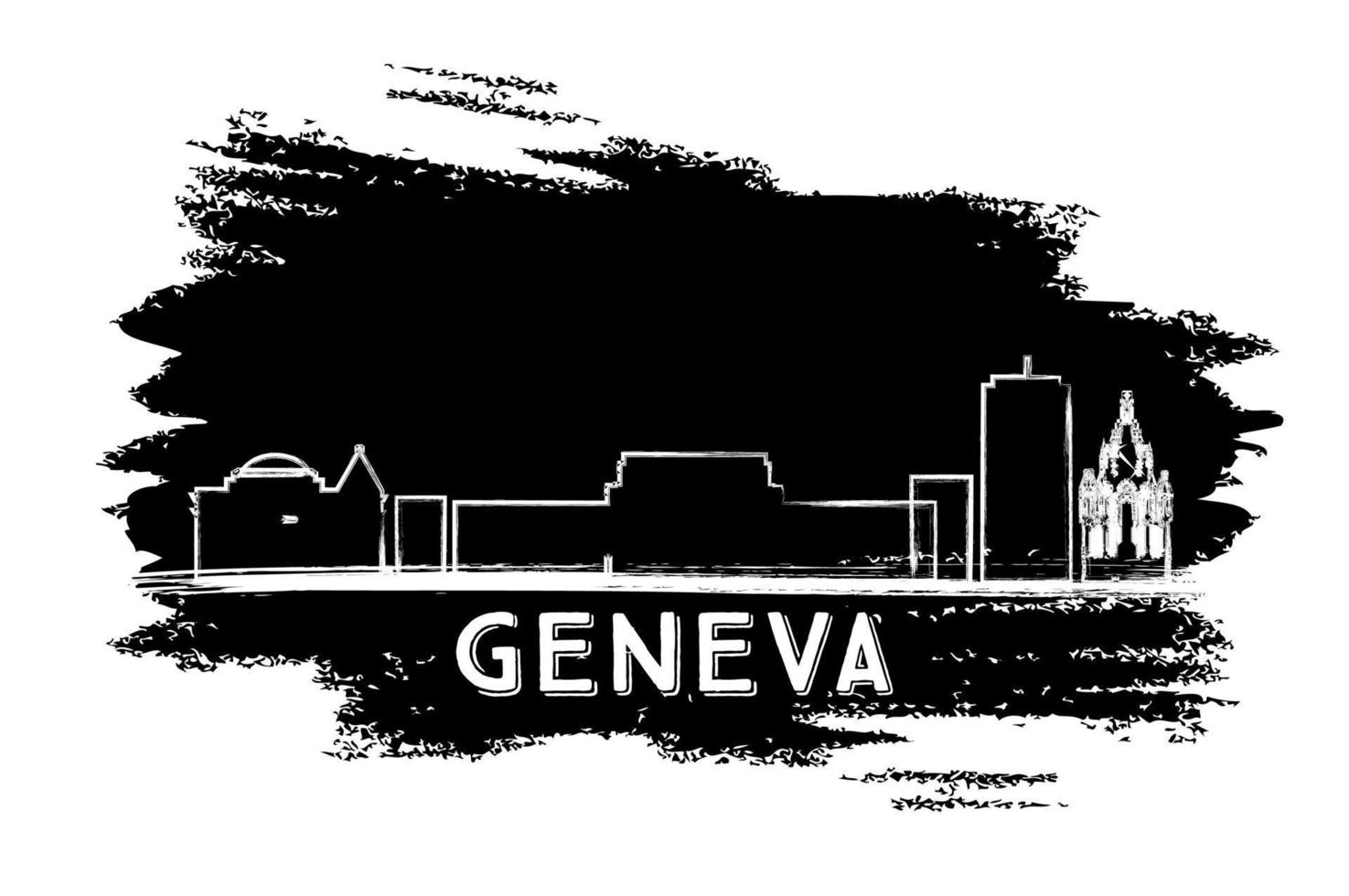 Geneva Skyline Silhouette. Hand Drawn Sketch. vector