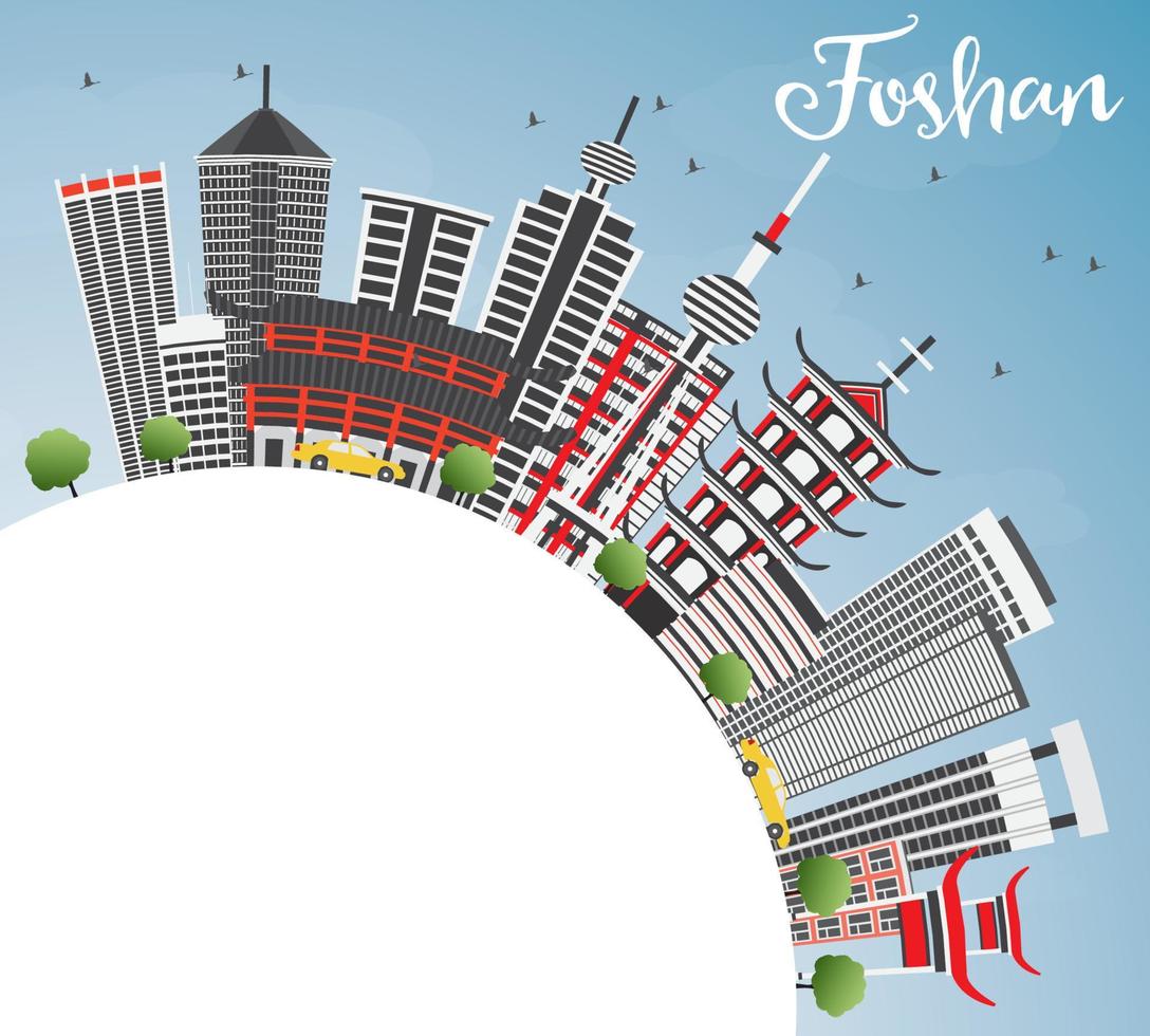 Foshan Skyline with Gray Buildings, Blue Sky and Copy Space. vector