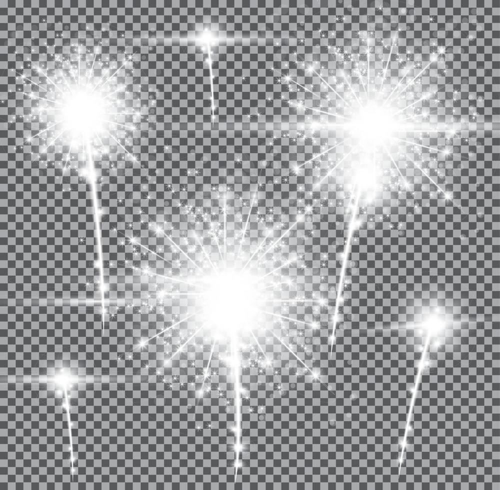 fuegos artificiales sobre fondo transparente. vector