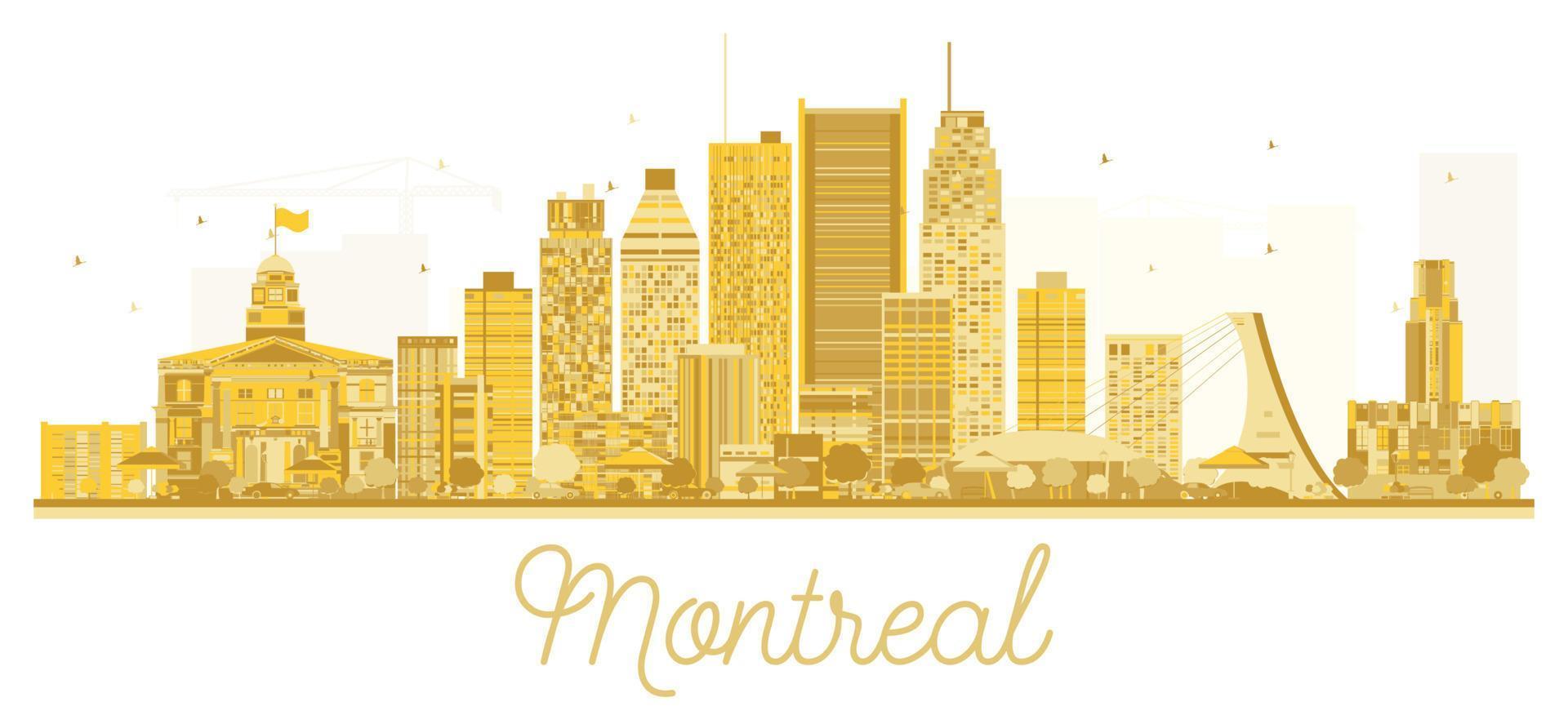 silueta dorada del horizonte de la ciudad de montreal. vector