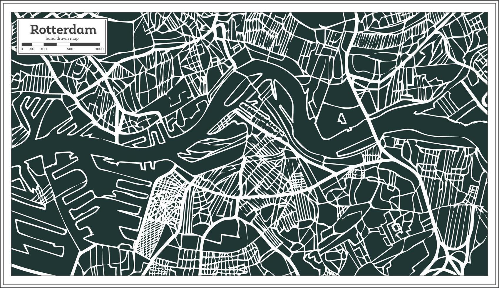 Rotterdam Map in Retro Style. Hand Drawn. 16085617 Vector at Vecteezy