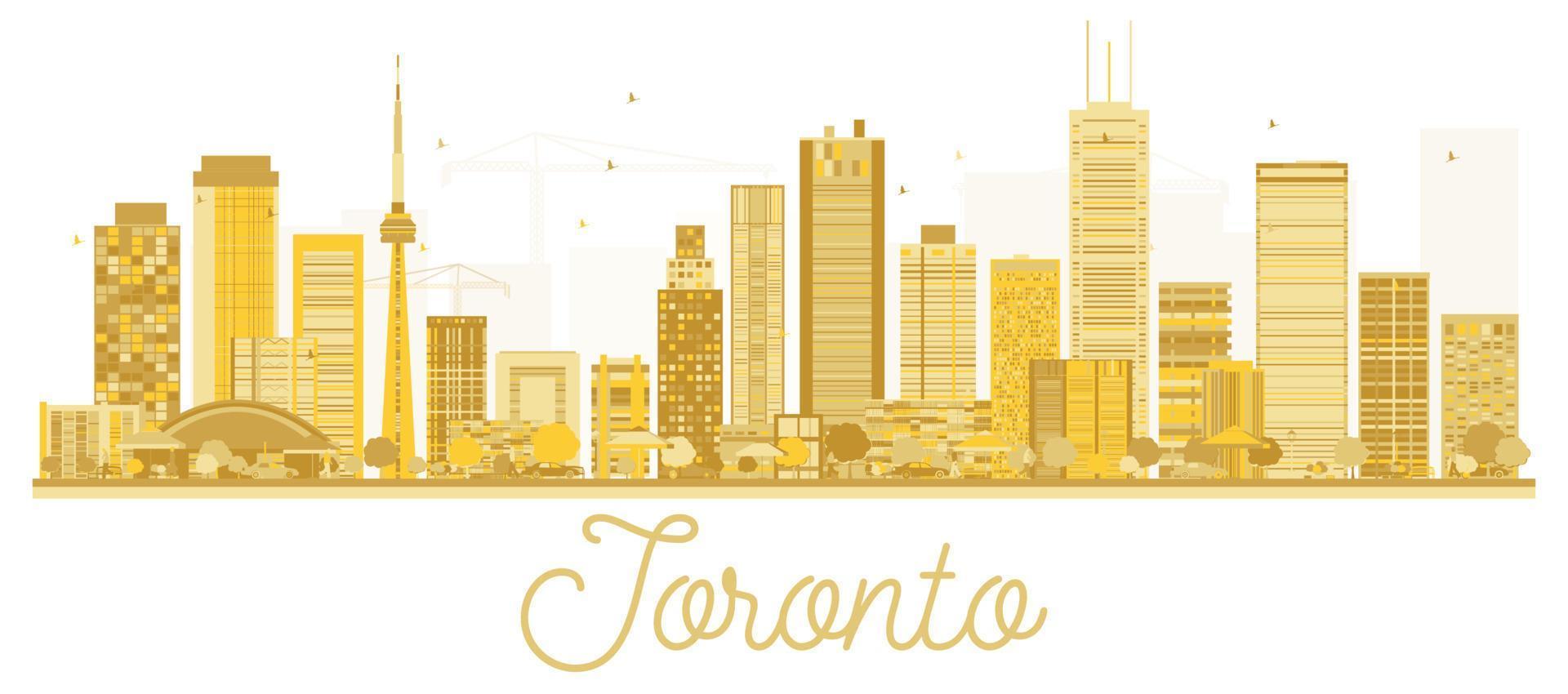 silueta dorada del horizonte de la ciudad de toronto, canadá. vector