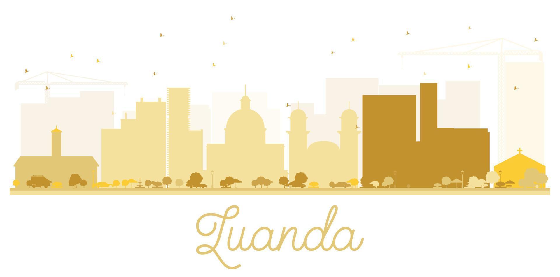 silueta dorada del horizonte de la ciudad de luanda. vector