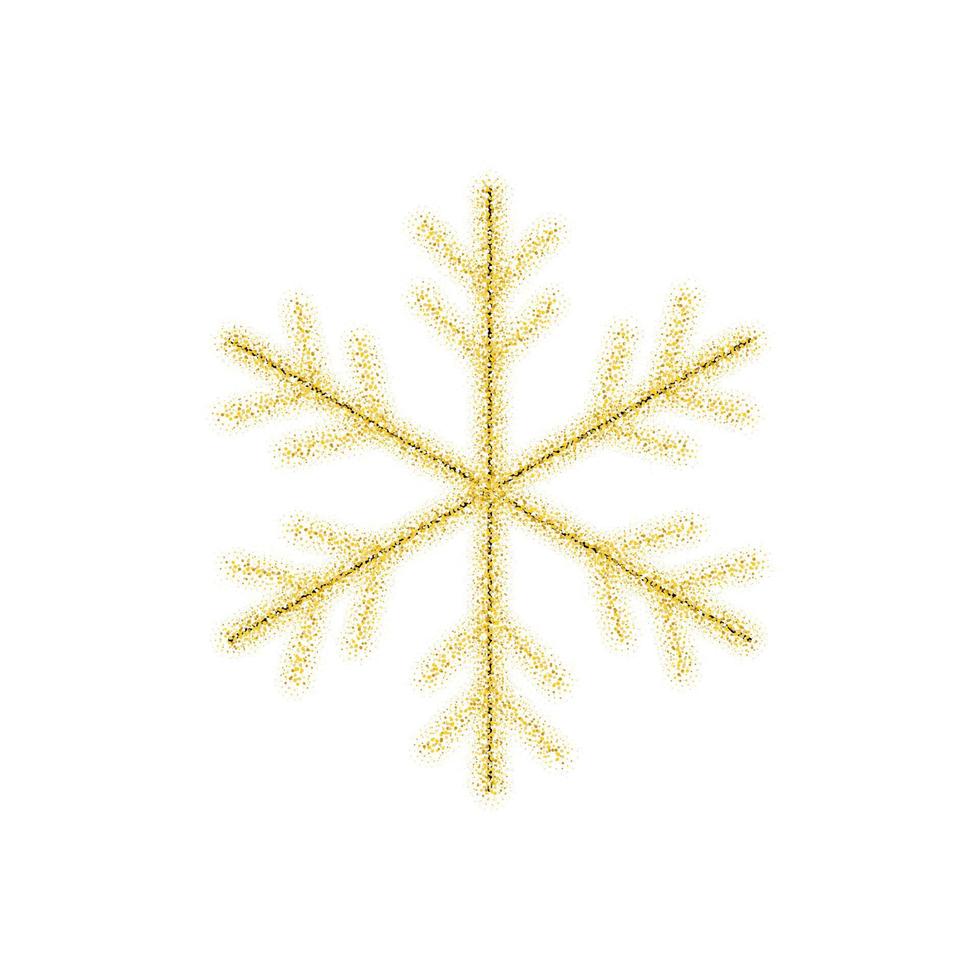 Christmas golden tree decoration of gold glitter shining sparkles on white transparent background. Vector glittering shine tree for Christmas or New Year design template