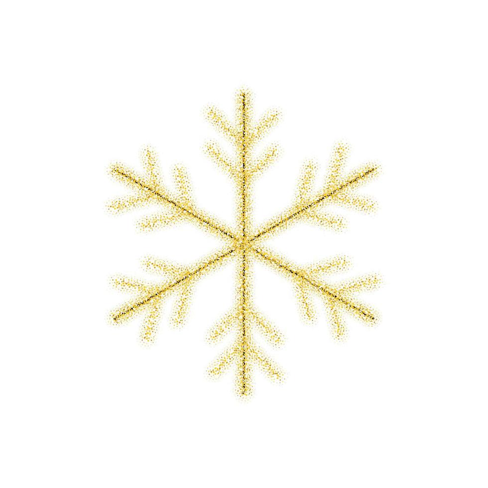 Christmas golden tree decoration of gold glitter shining sparkles on white transparent background. Vector glittering shine tree for Christmas or New Year design template