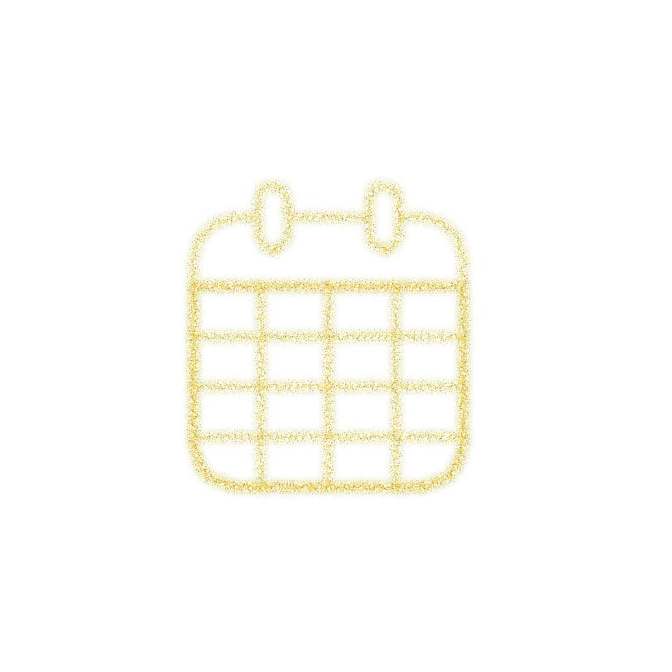 Christmas golden calendar decoration of gold glitter shining sparkles on white transparent background. Vector glittering shine calendar for Christmas or New Year design template