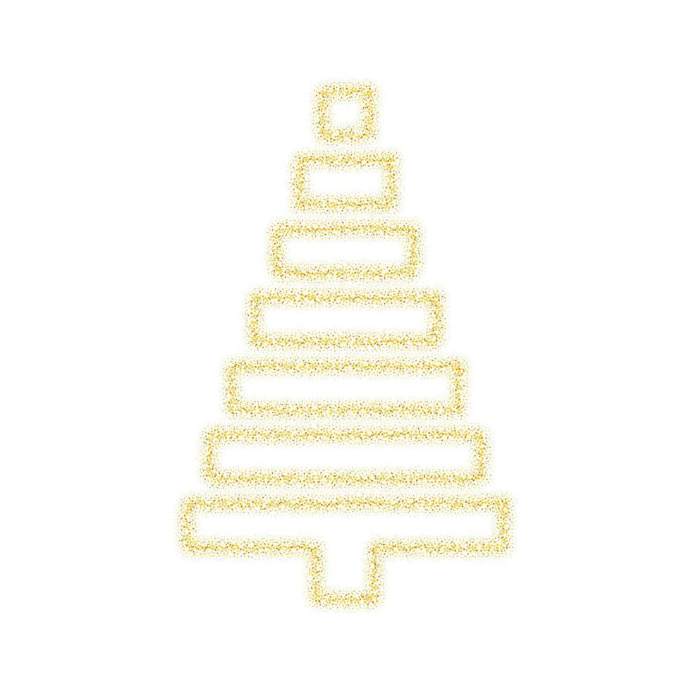 árbol dorado de navidad decoración de brillo dorado brillando destellos sobre fondo blanco transparente. árbol de brillo brillante vectorial para plantilla de diseño de navidad o año nuevo vector