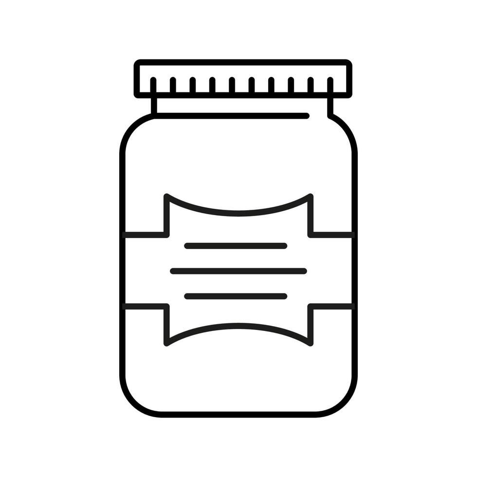 Outline vector meal jar icon isolated on white background.