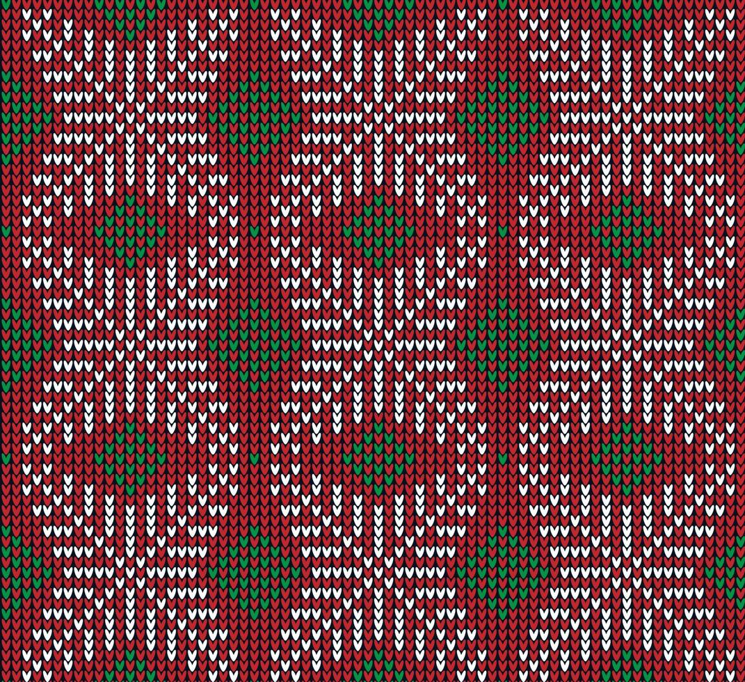Knitted Christmas and New Year pattern. Wool Knitting Sweater Design. Wallpaper wrapping paper textile print. vector