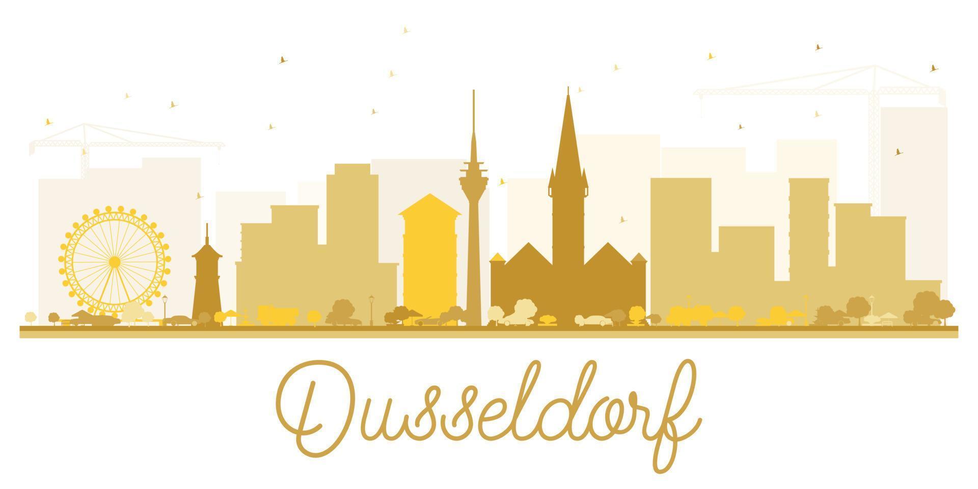 silueta dorada del horizonte de la ciudad de dusseldorf. vector