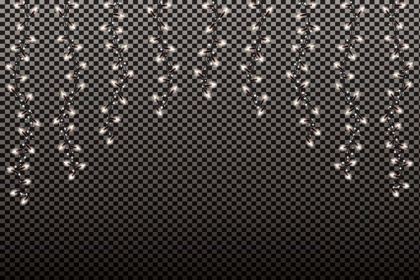 Christmas Garlands Decorations Lights Effects. Glowing Lights for Xmas Holiday. vector